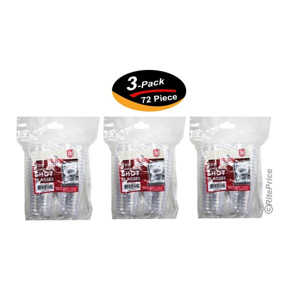 72 PCS Clear Shot Glasses Plastic Disposable Cups Wine Party Catering Bar 2oz - Picture 1 of 8